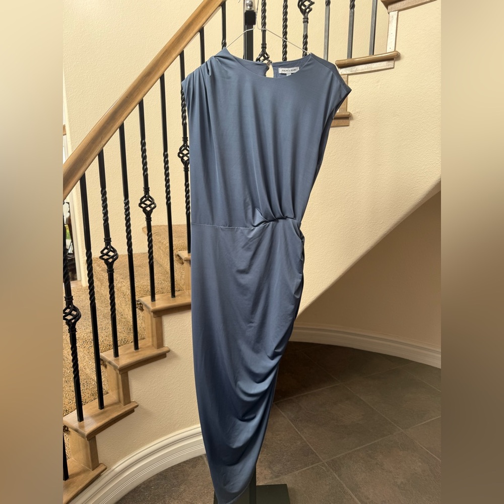 Veronica Beard Merrith Ruched Asymmetric Midi Dress Sophisticated Silhouette